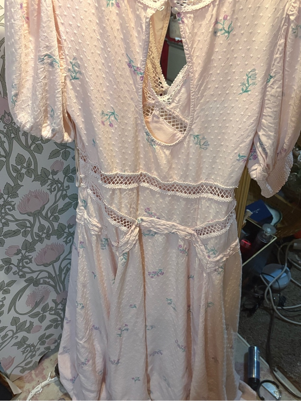 Free People Pale Pink Crochet-Trim Dress - Picture 3 of 3
